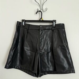 7 For All Mankind Black Leather Shorts